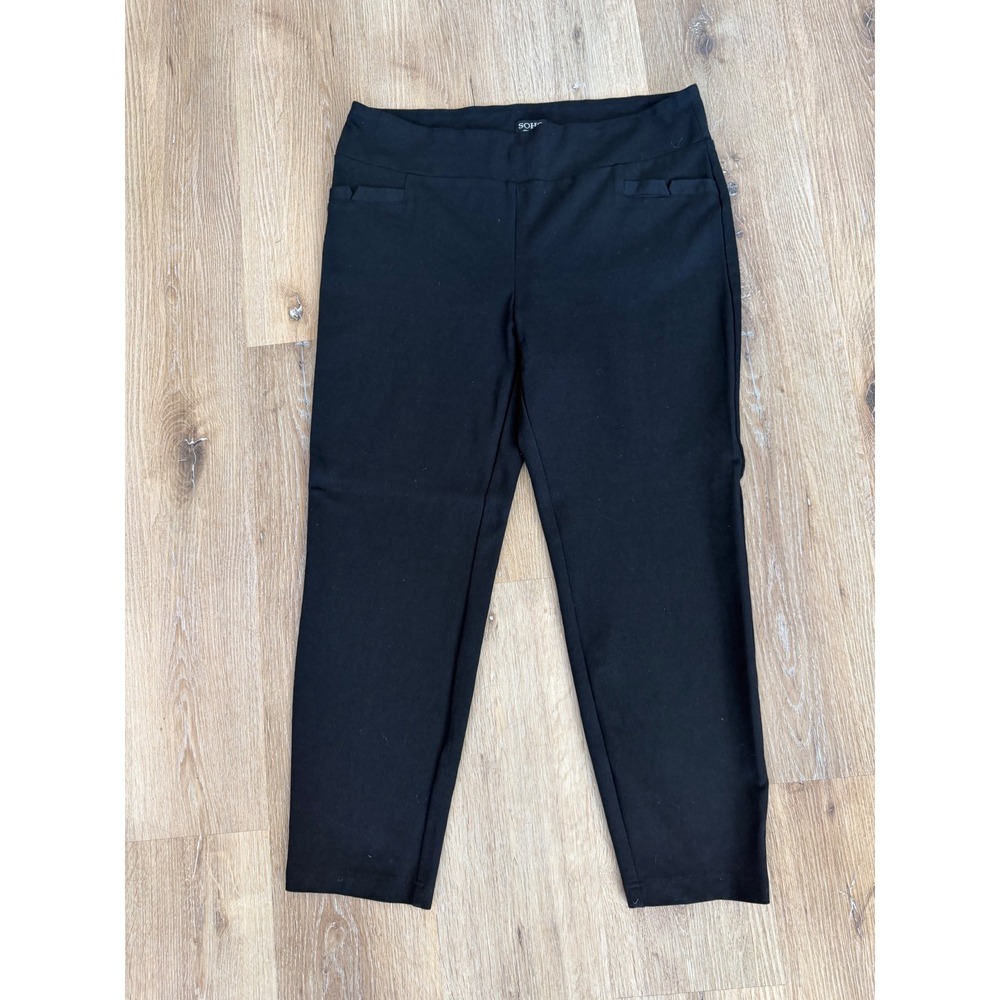 SOHO Apparel Ltd Minimalist Pull On Cropped Pants Women XL Black Trousers